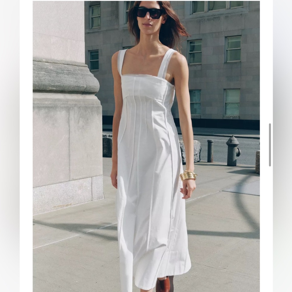 Zara NWT ZW Collection trim maxi dress white 1758/240